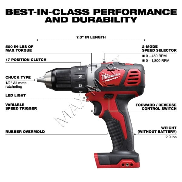 Milwaukee 2606-20 M18 18V 1/2-inch Cordless Compact Drill Driver (Tool Only)