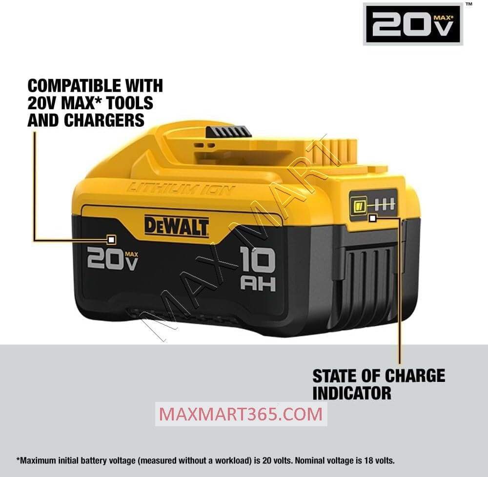 DEWALT 20V 10Ah 10.0Ah Max XR Lithium-Ion Premium Battery DCB210