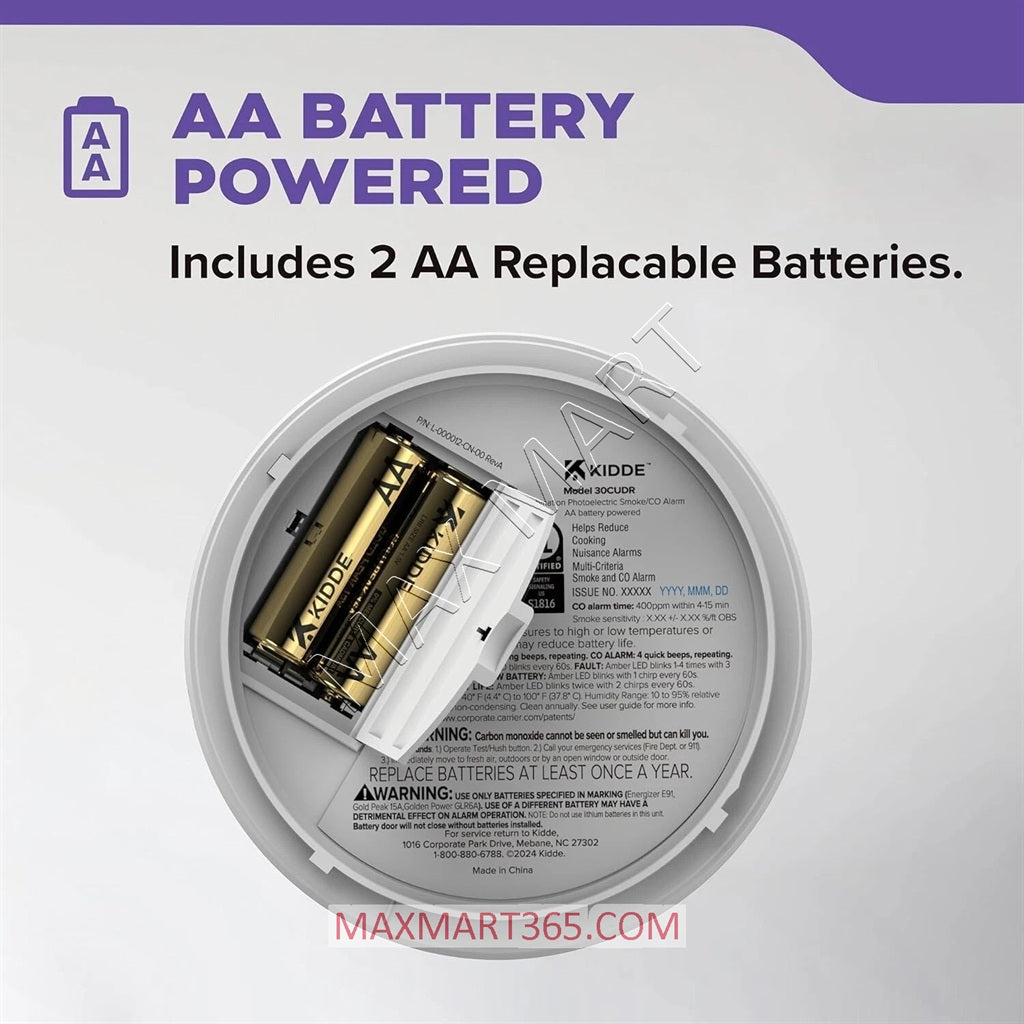 KIDDE 2-in-1 2in1 Hardwired Interconnected Smoke and Carbon Monoxide(CO) Alarm, AA Battery Backup