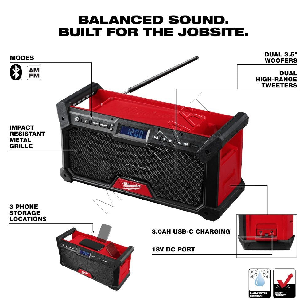 Milwaukee 2952-20 M18 Cordless Bluetooth Jobsite Radio Speaker (Tool Only)