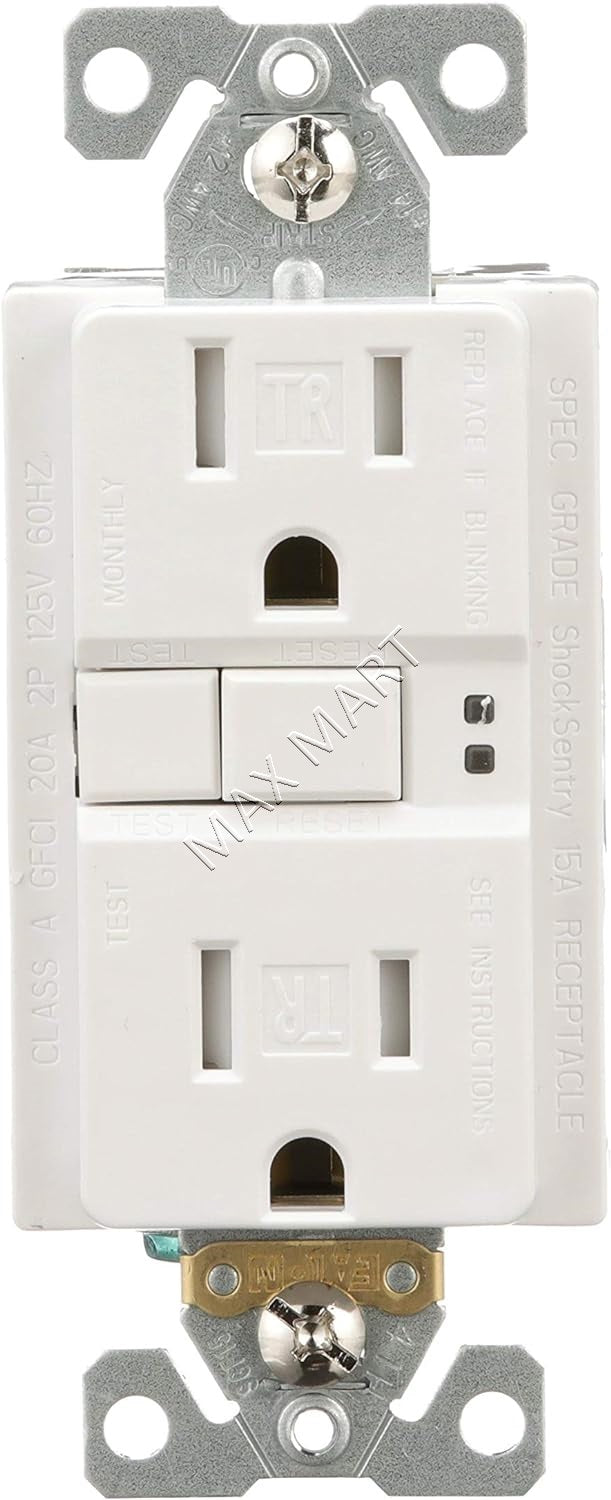 Eaton 15A 15Amp Slim GFCI 125V Tamper-Resistant TR Receptacle Outlet Plug 3-Pack TRSGF15W-3-L