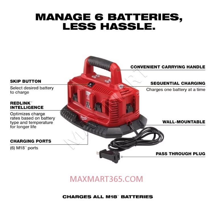 Milwaukee M18 6-Port Sequential Battery Charger 48-59-1806