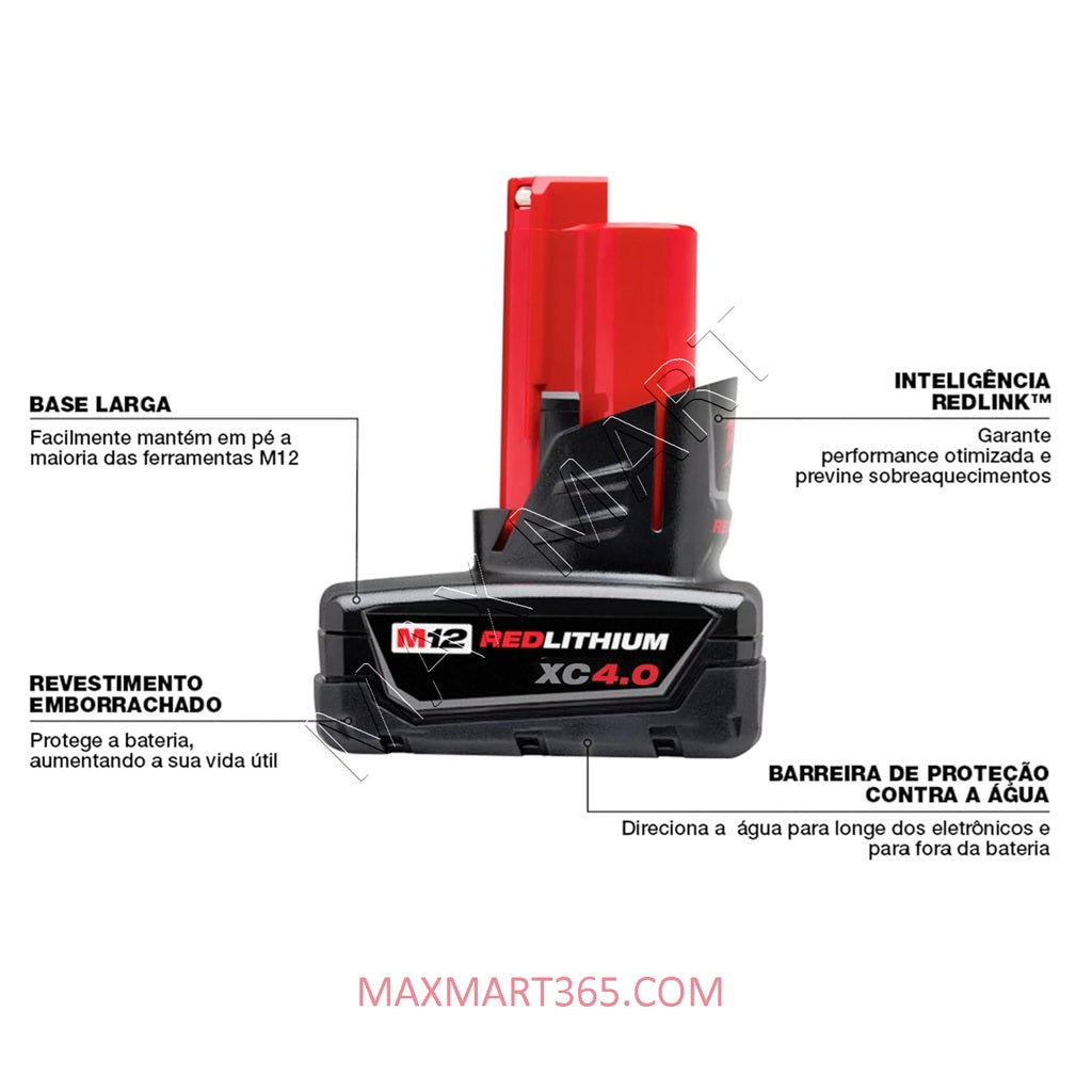 Milwaukee M12 Lithium-Ion Extended Capacity (XC) 4.0Ah 4Ah Battery 48-11-2440