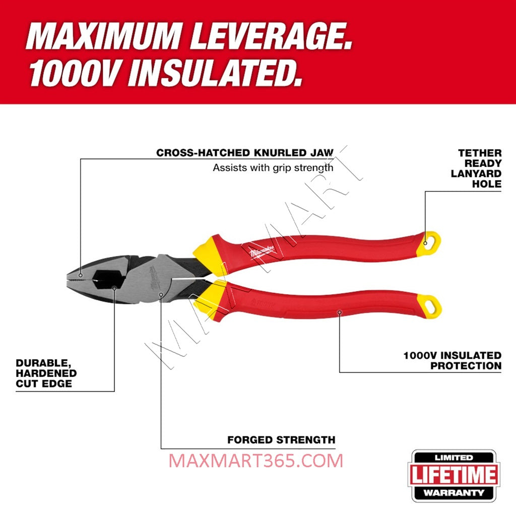 Milwaukee 48-22-2209 1000V Insulated 9" Lineman's Pliers