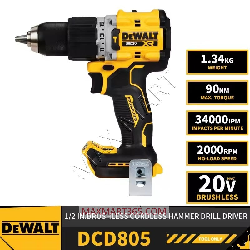 DEWALT DCD805B 20V XR Cordless Brushless 1/2-inch Hammer Drill/Driver (Tool Only)
