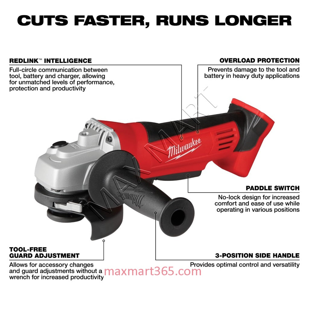 Milwaukee 2680-20 M18 18V Cordless 4-1/2-inch Cut-Off Saw Angle Grinder w/ Paddle Switch (Tool Only)