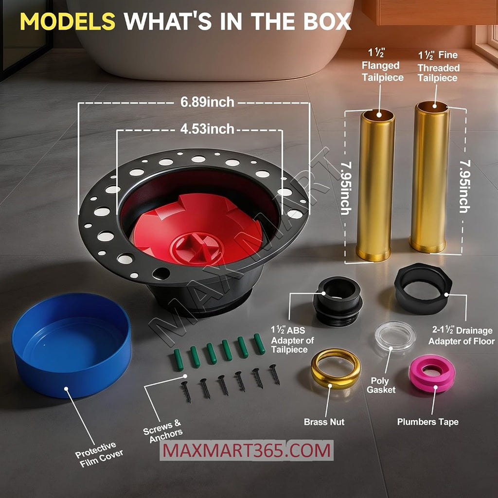 Freestanding Tub Bathtub Drain Rough-in Kit, for Floor Mounted & Copper Bathtub, with Brass Tail Pipe and ABS Adapter