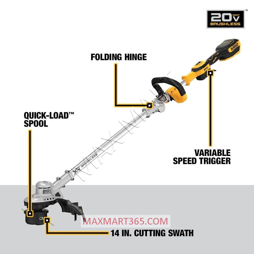 DEWALT 20V XR Brushless Cordless 14-inch Folding String Trimmer DCST922 DCST922B (Tool Only)