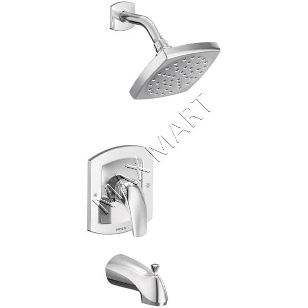 MOEN Zarina 82533 Single Handle Square Bathtub Shower Faucet (Valve Included) - Chrome