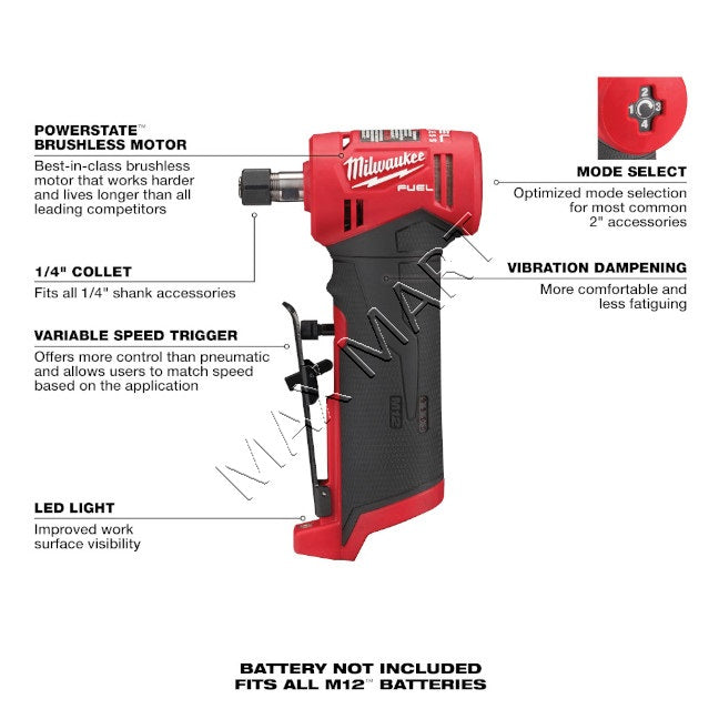 Milwaukee 2485-20 M12 FUEL 1/4-inch Right Angle Die Grinder (Tool-Only)