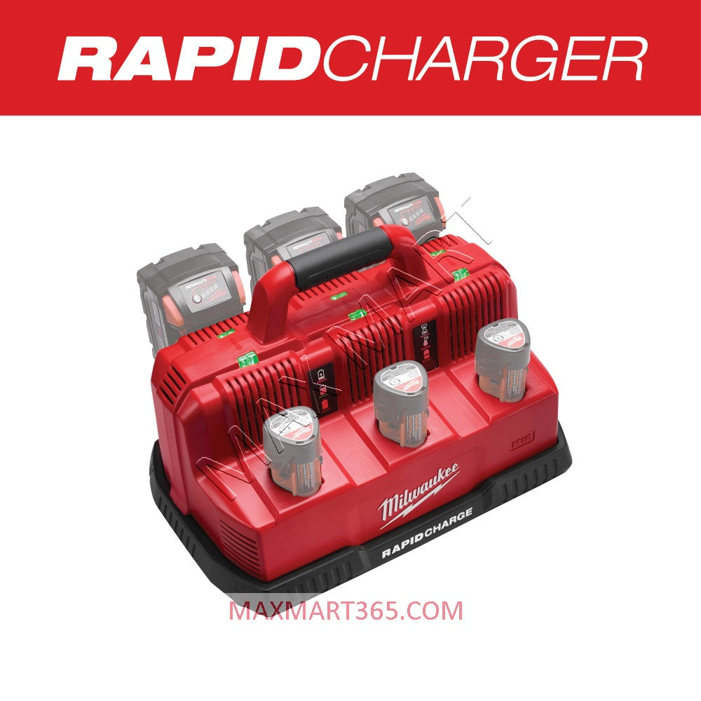 Milwaukee 48-59-1807 M18/M12 18V/12V 6-Port Sequential Rapid Charge Fast Charger Station