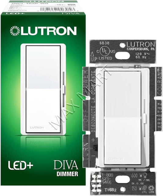 Lutron DIVA LED+ Dimmer Switch, Single Pole/3 Way, DVCL-153PR-WH-C - White