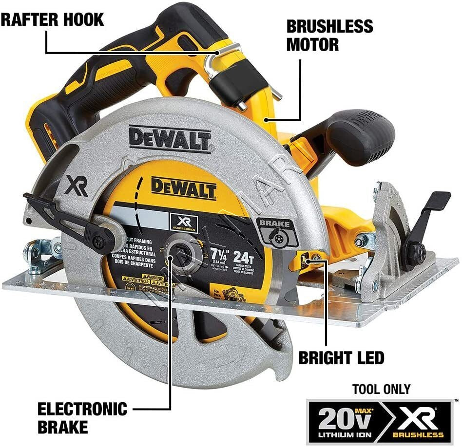 DEWALT DCS570B 20V XR Cordless Brushless 7-1/4-inch Circular Saw with Electric Brake (Tool Only)