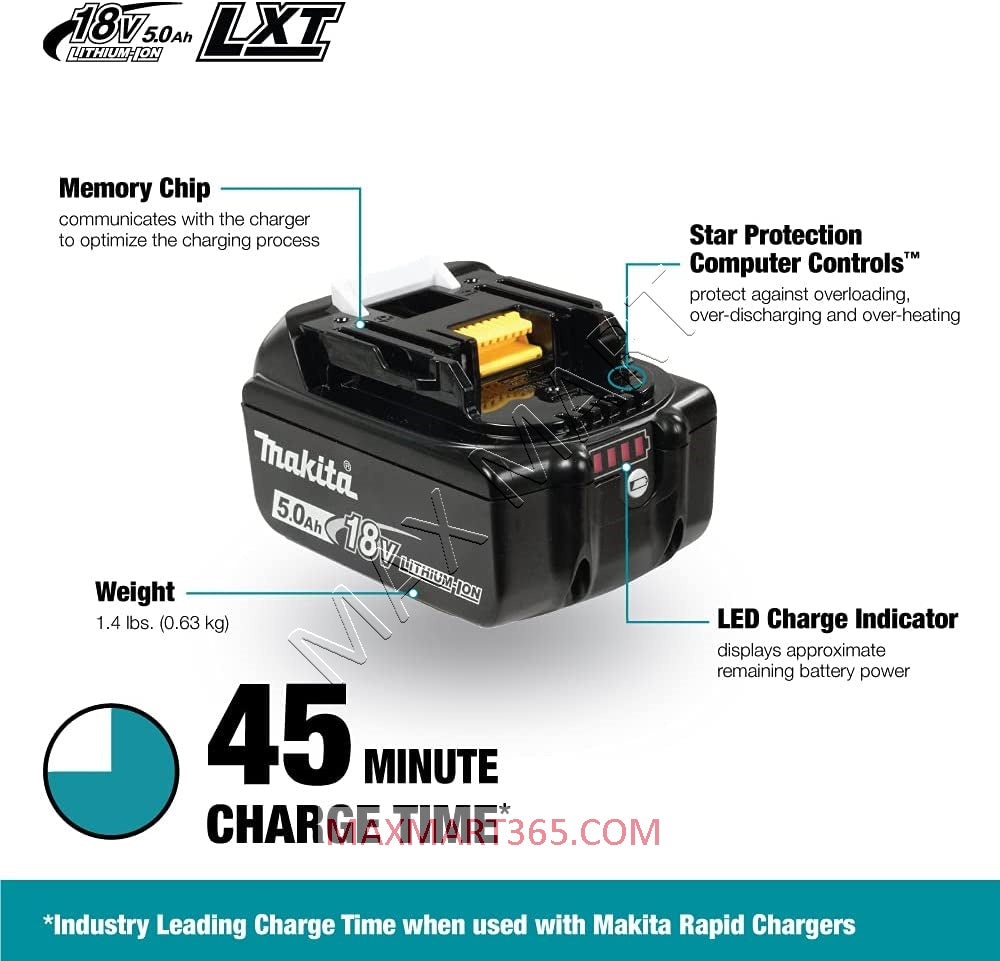 MAKITA 18V 5.0Ah 5Ah Lithium-Ion High Capacity Battery BL1850B