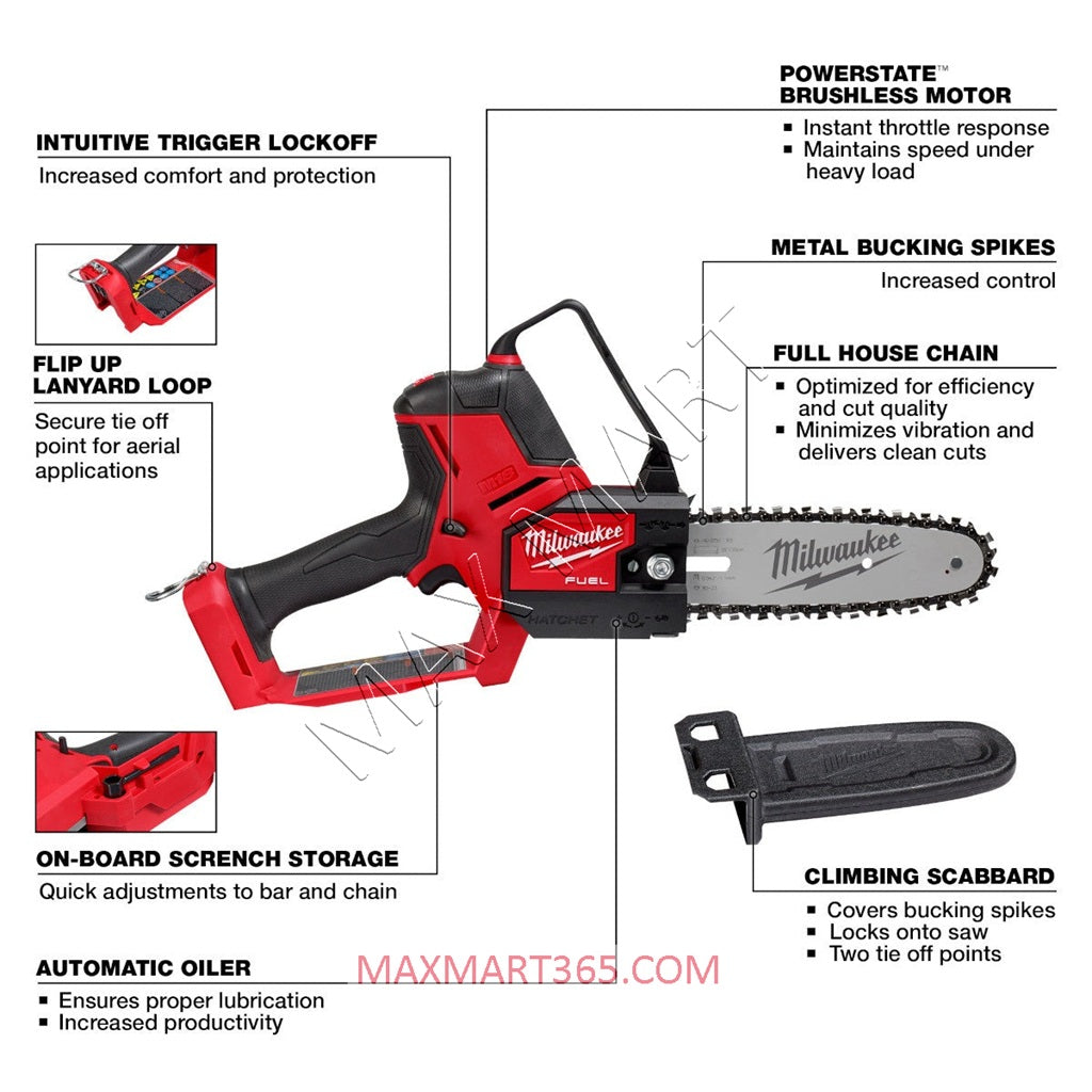 Milwaukee 3004-20 M18 FUEL 8-in Brushless Cordless Chainsaw Hatchet Pruning Saw (Tool Only)