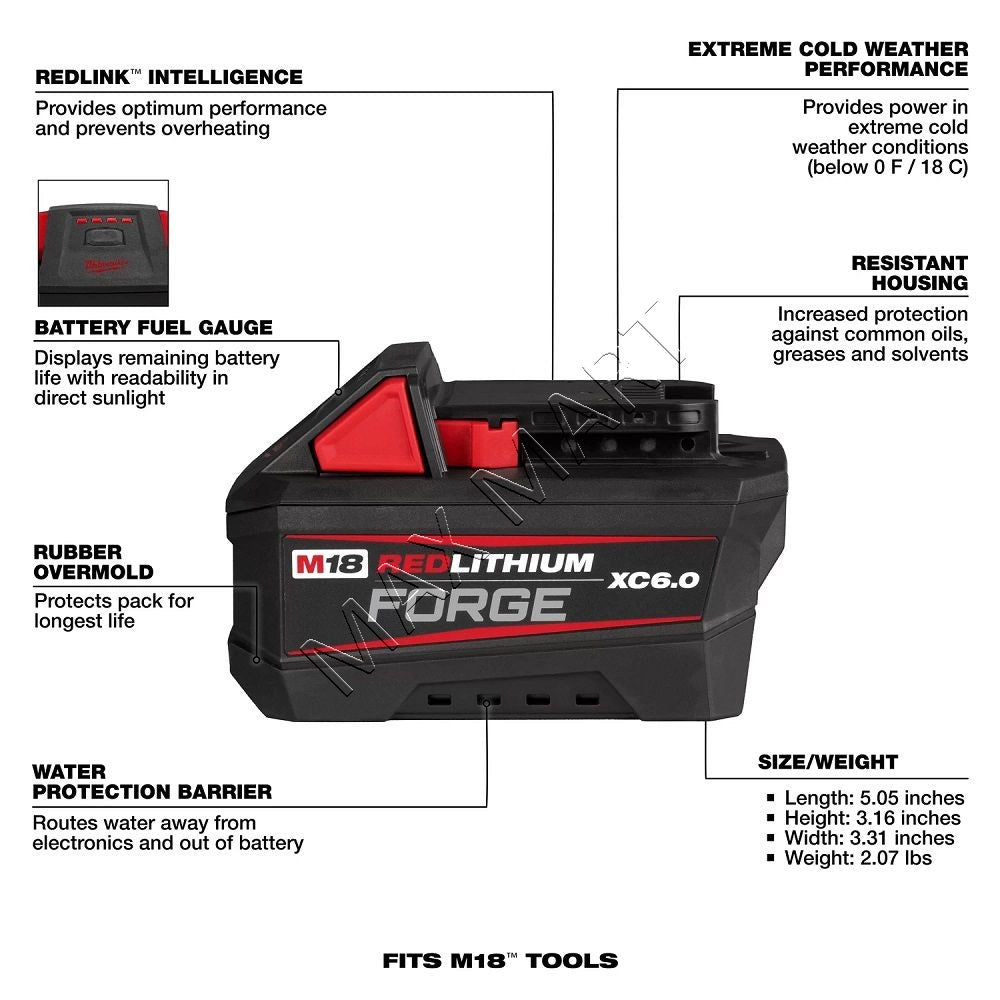 Milwaukee M18 Lithium-Ion REDLITHIUM FORGE 6.0Ah 6Ah Battery 48-11-1861