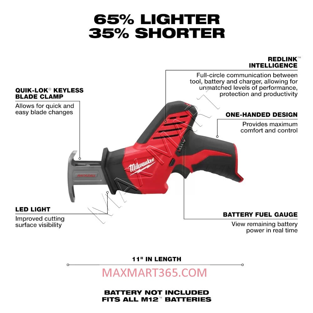 Milwaukee 2420-20 M12 Cordless One-Handed HACKZALL Reciprocating Saw (Tool Only)