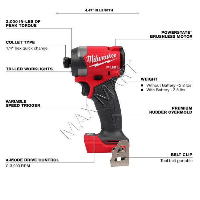 Milwaukee 2953-20 M18 FUEL Brushless Cordless 4-Speed Impact Driver (Tool Only)