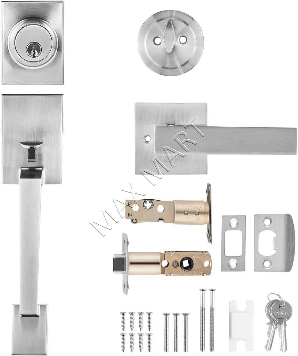 Entry Entrance Front Door Handle and Deadbolt Lock Set - Chrome