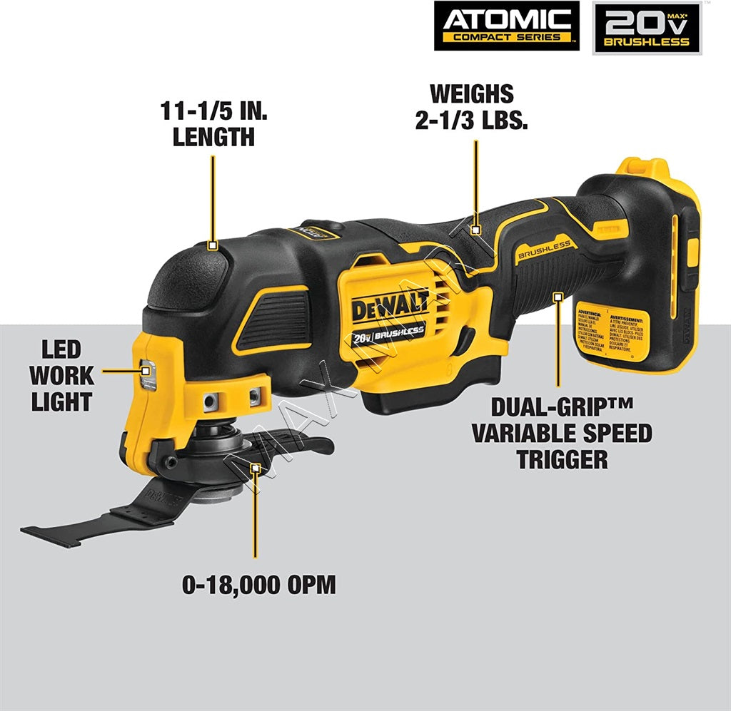 DEWALT DCS354B 20V ATOMIC 无刷无绳振动工具多功能工具（仅工具）