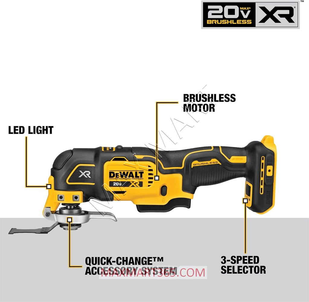 DEWALT DCS356B 20V XR 3-Speed Brushless Cordless Oscillating Tool Multi-Tool (Tool Only)