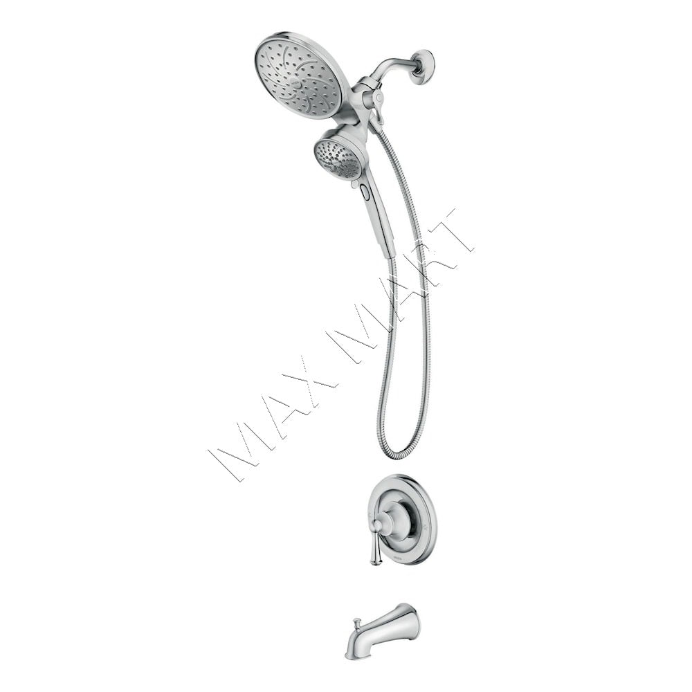 MOEN Brecklyn 82611 6-Spray Bathtub Shower Faucet with Magnetix Rain Shower Head - Chrome