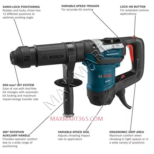 Bosch DH507 120V 10Amp Corded SDS-Max Concrete Demolition Hammer with Carry Case