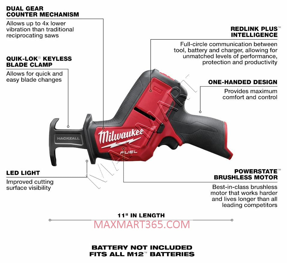 Milwaukee 2520-20 M12 FUEL Brushless Cordless One-Handed HACKZALL Reciprocating Saw (Tool Only)