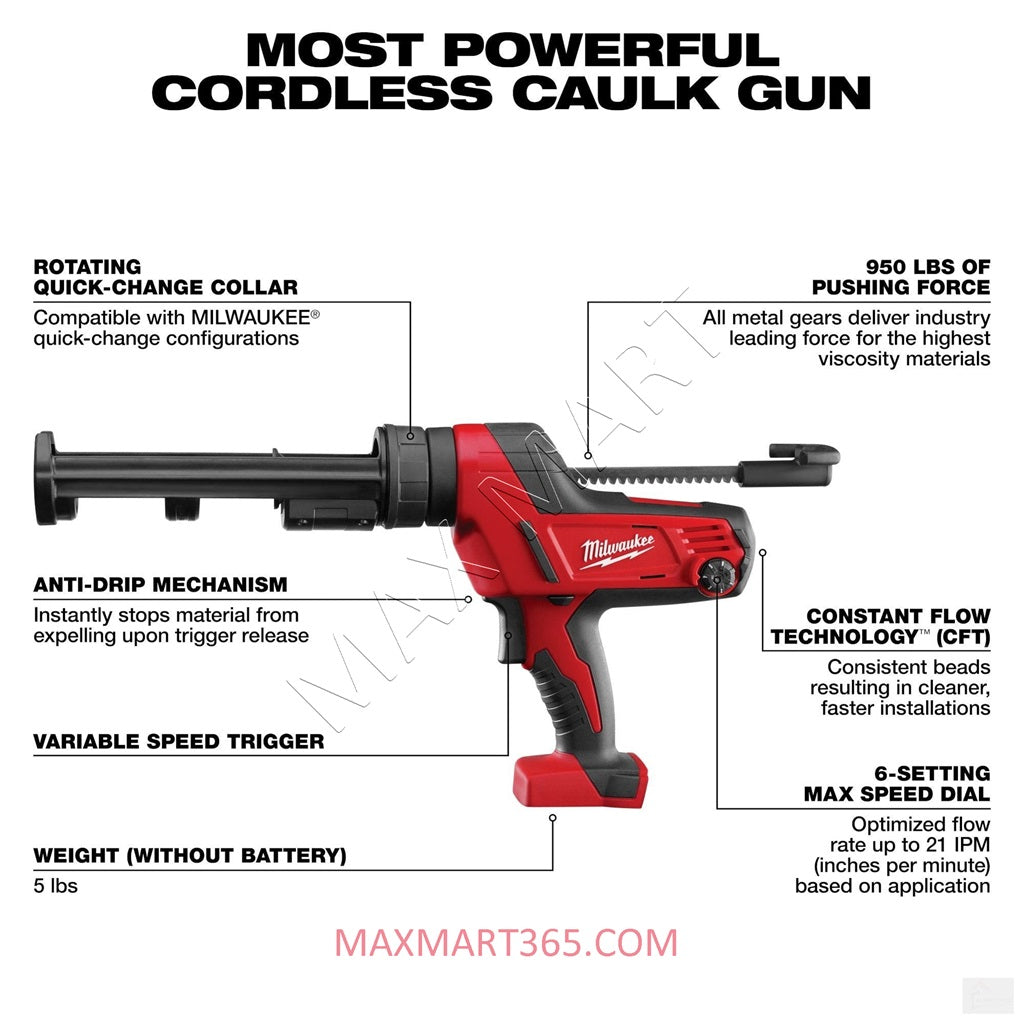 MILWAUKEE 2640-20 M18 Cordless 10oz Caulk Adhesive Gun 2640-20 (Tool Only)