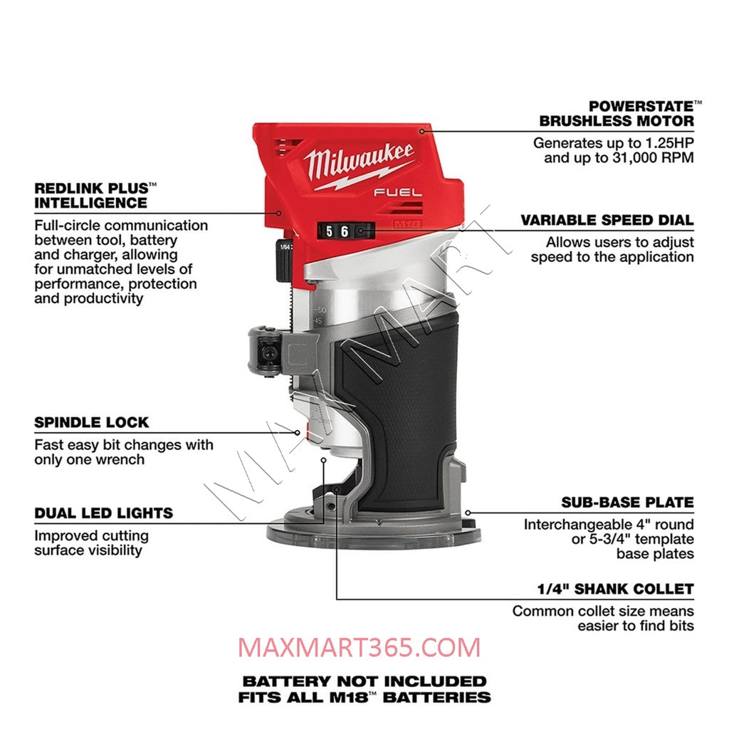 Milwaukee 2723-20 M18 FUEL Brushless Cordless Compact Router (Tool Only)