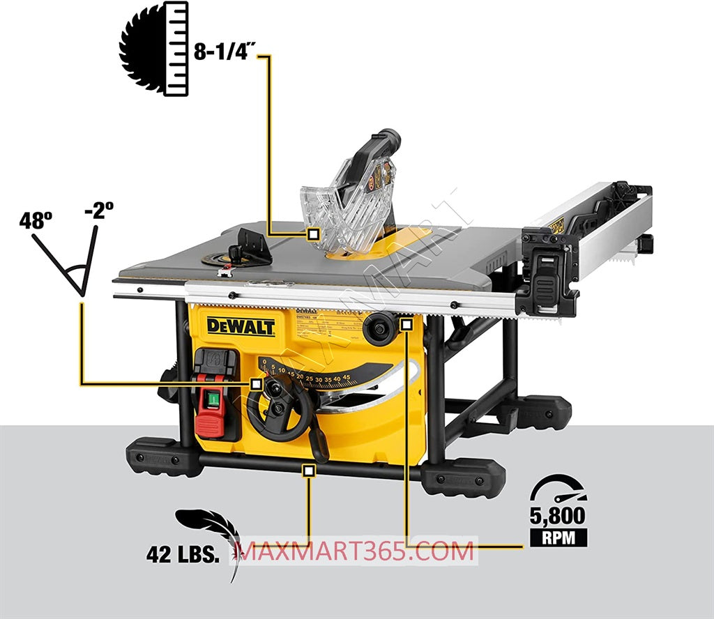 DEWALT DWE7485 15Amp Corded 8-1/4-inch Compact Table Saw Tablesaw