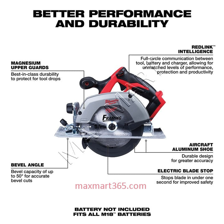 Milwaukee 2630-20 M18 18V Cordless 6-1/2-inch Circular Saw (Tool Only)