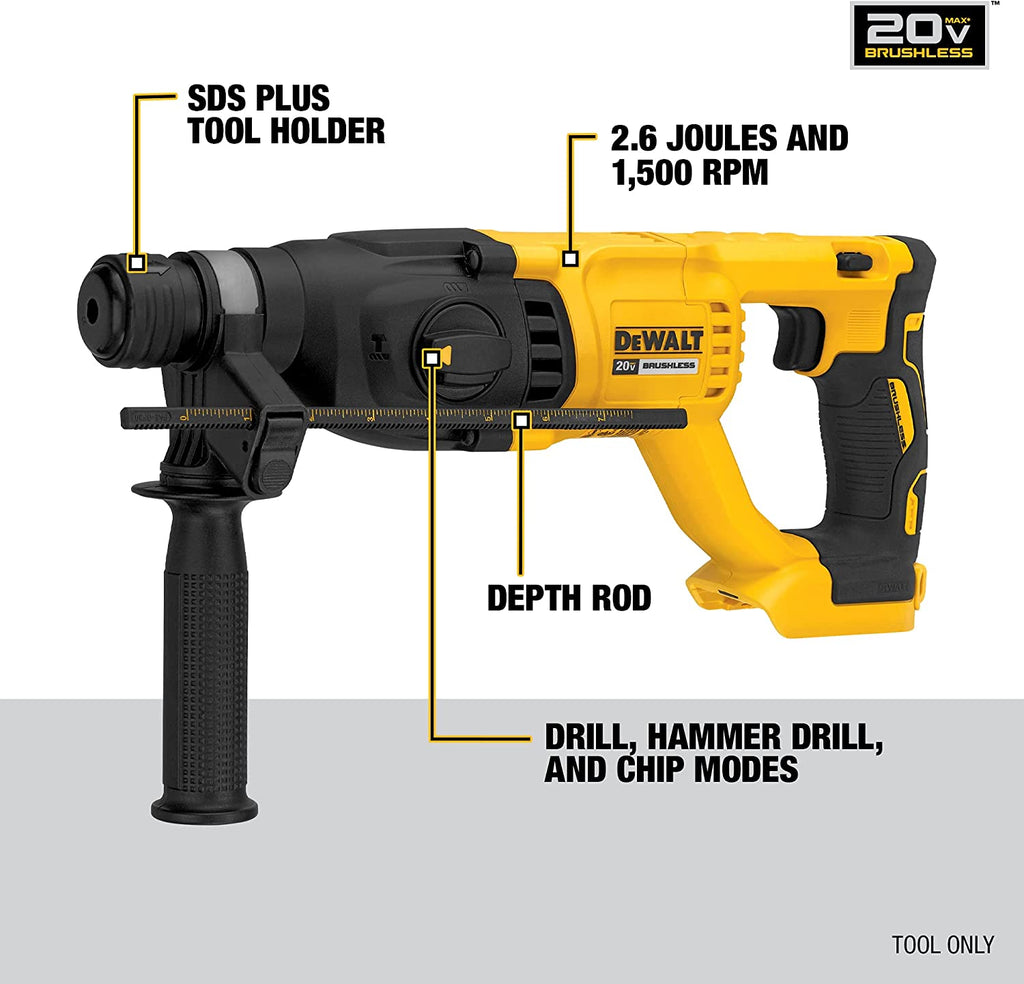 DCH133B 20V 1-inch 3-Mode Cordless Brushless SDS-Plus Concrete & Masonry Rotary Hammer (Tool Only)