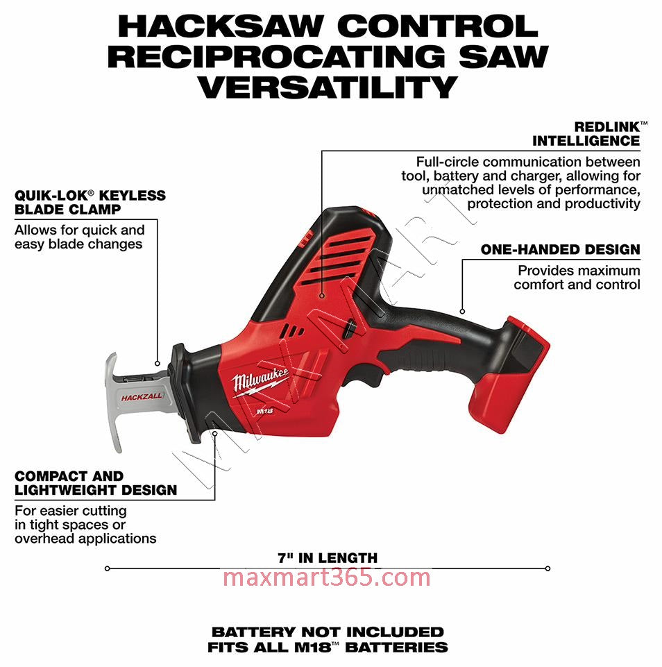 Milwaukee 2625-20 M18 Cordless One-Handed HACKZALL Reciprocating Saw (Tool Only)