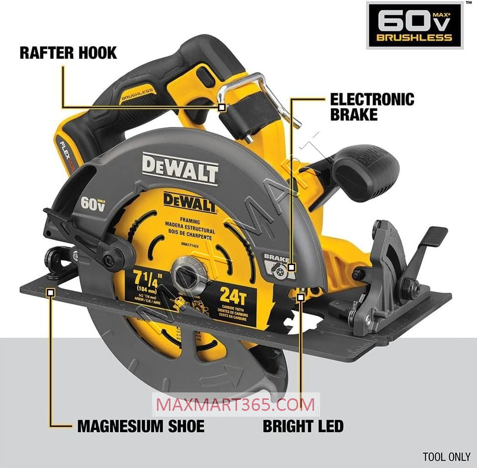 DEWALT DCS578B 60V FLEXVOLT ADVANTAGE Brushless Cordless 7-1/4-inch Circular Saw (Tool Only)
