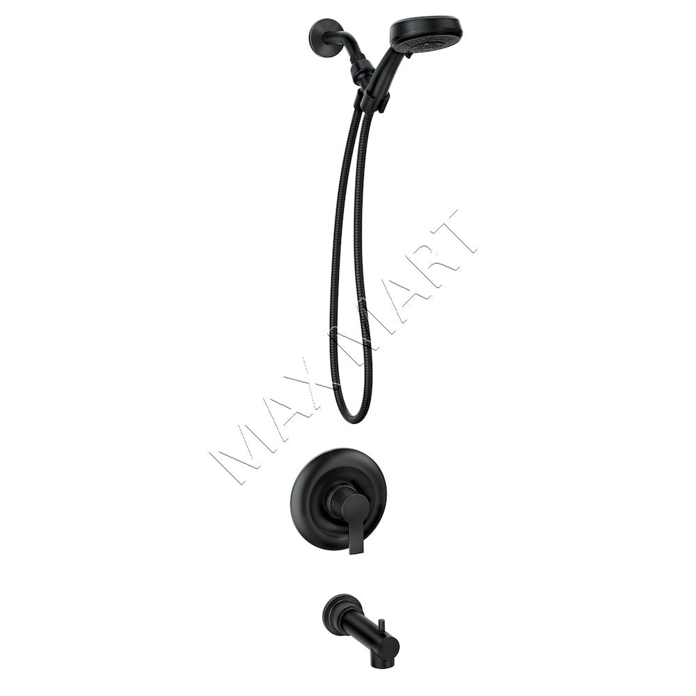 MOEN Meena 82618BL Modern Bathtub Shower Faucet with Handshower (Valve Included) - Matte Black