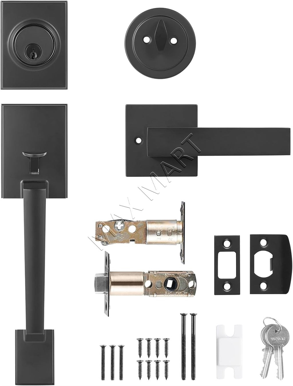 Entry Entrance Front Door Handle and Deadbolt Lock Set - Matte Black