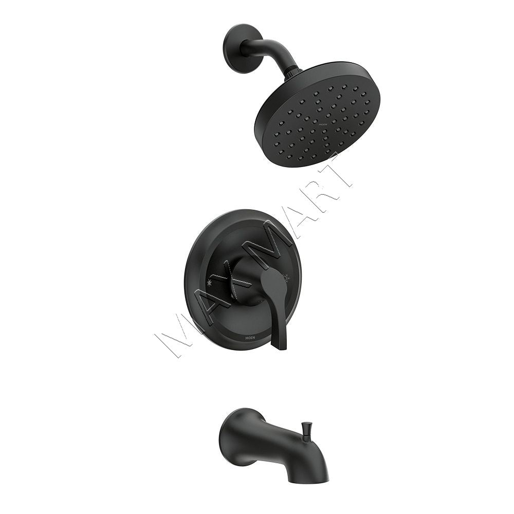 MOEN Korek 82466BL Single-Handle Bathtub Shower Faucet (Valve Included) - Matte Black