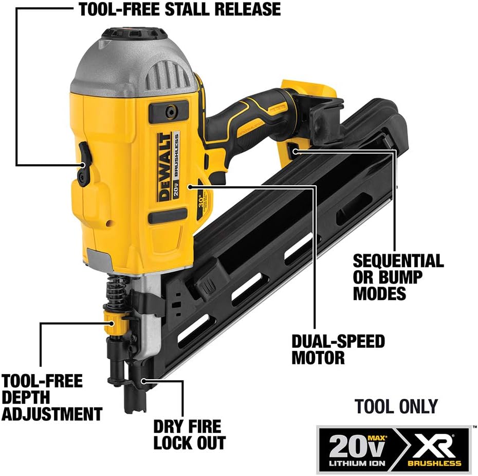 DEWALT 20V XR GEN3 Cordless Brushless 2-Speed 30 degree Framing Nailer DCN692B DCN692 (Tool Only)