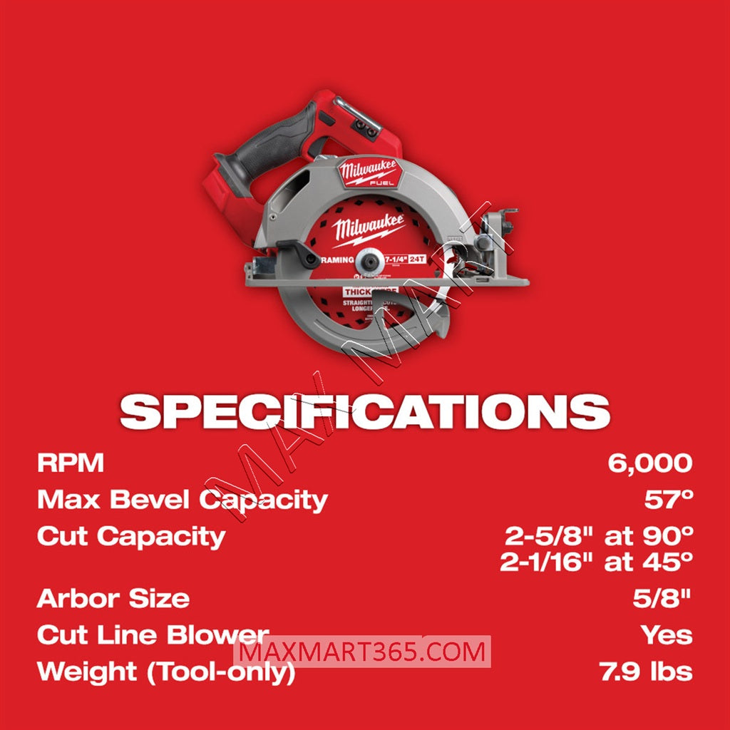 Milwaukee 2834-20 M18 FUEL 7-1/4-inch Circular Saw (Tool Only)
