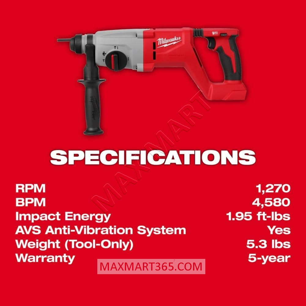 Milwaukee 2613-20 M18 1-inch SDS-Plus Rotary Hammer (Tool-Only)