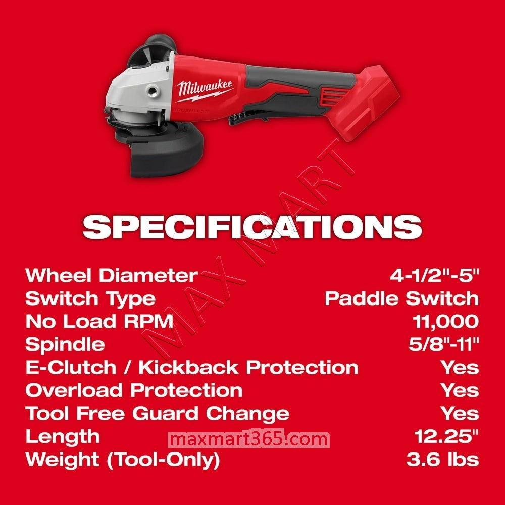 Milwaukee 2686-20 M18 4-1/2-inch/5-inch Brushless Cordless Cut-Off Saw Angle Grinder w/ Paddle Switch (Tool Only)