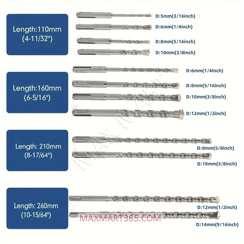 17pcs SDS Plus Rotary Hammer Drill Bits and Chisels Set w/ Hard Case for Concrete, Brick, Masonry and Stone