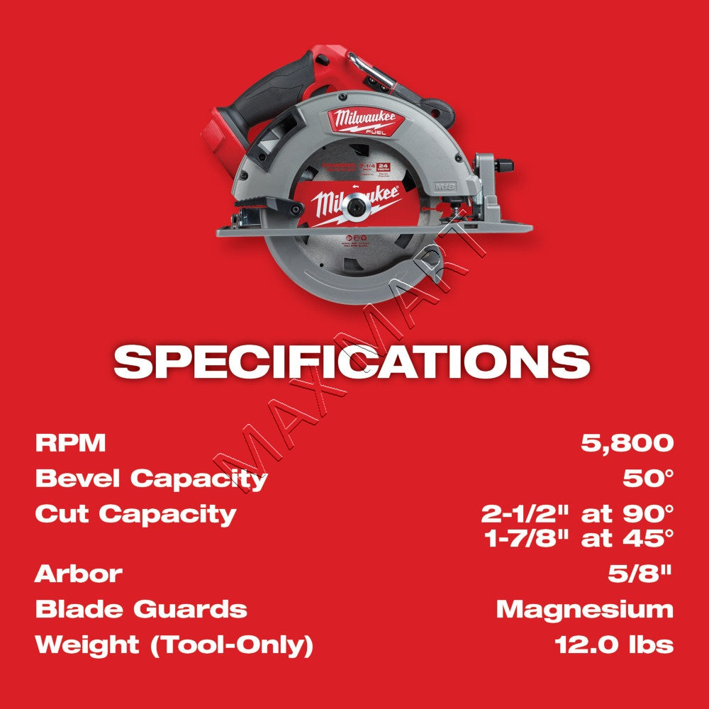 Milwaukee 2732-20 M18 FUEL Cordless Brushless 7-1/4-Inch Circular Saw (Tool Only)