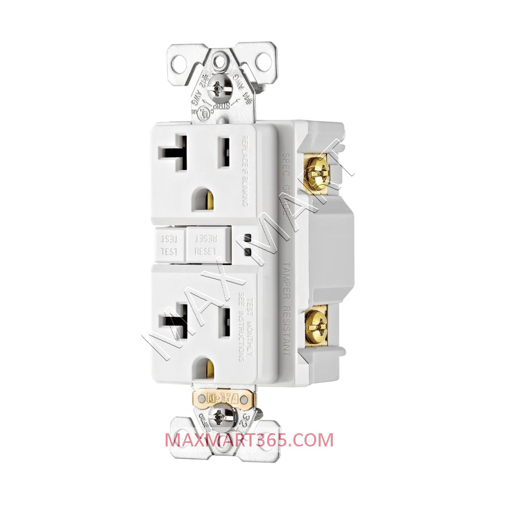 Eaton ETN 20Amp 125V Slim GFCI ShockSentry Tamper-Resistant TR Receptacle Outlet Plug