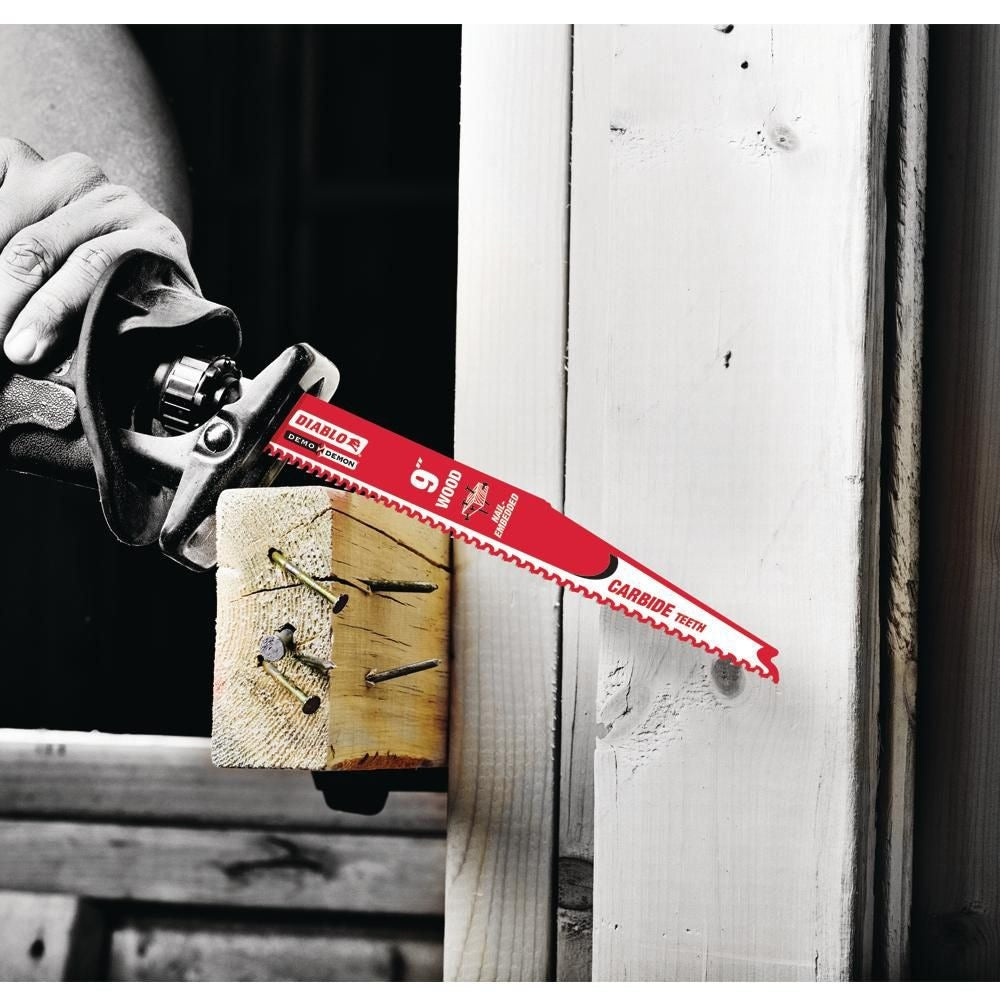 Diablo Demo Demon 50X 9-inch 5/7 TPI Carbide Reciprocating Saw Sawzall Blade for Nail Wood Cutting