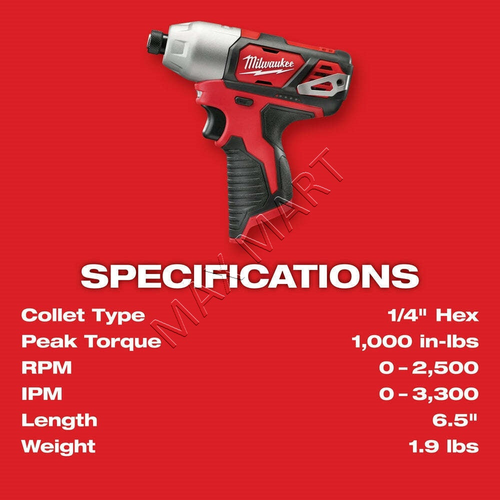 Milwaukee 2462-20 M12 12V 1/4-inch Cordless Impact Driver (Tool Only)