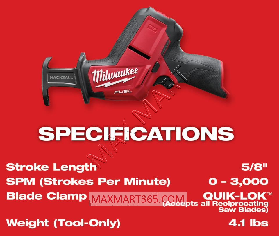 Milwaukee 2520-20 M12 FUEL Brushless Cordless One-Handed HACKZALL Reciprocating Saw (Tool Only)