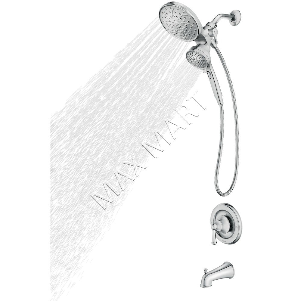 MOEN Brecklyn 82611 6-Spray Bathtub Shower Faucet with Magnetix Rain Shower Head - Chrome