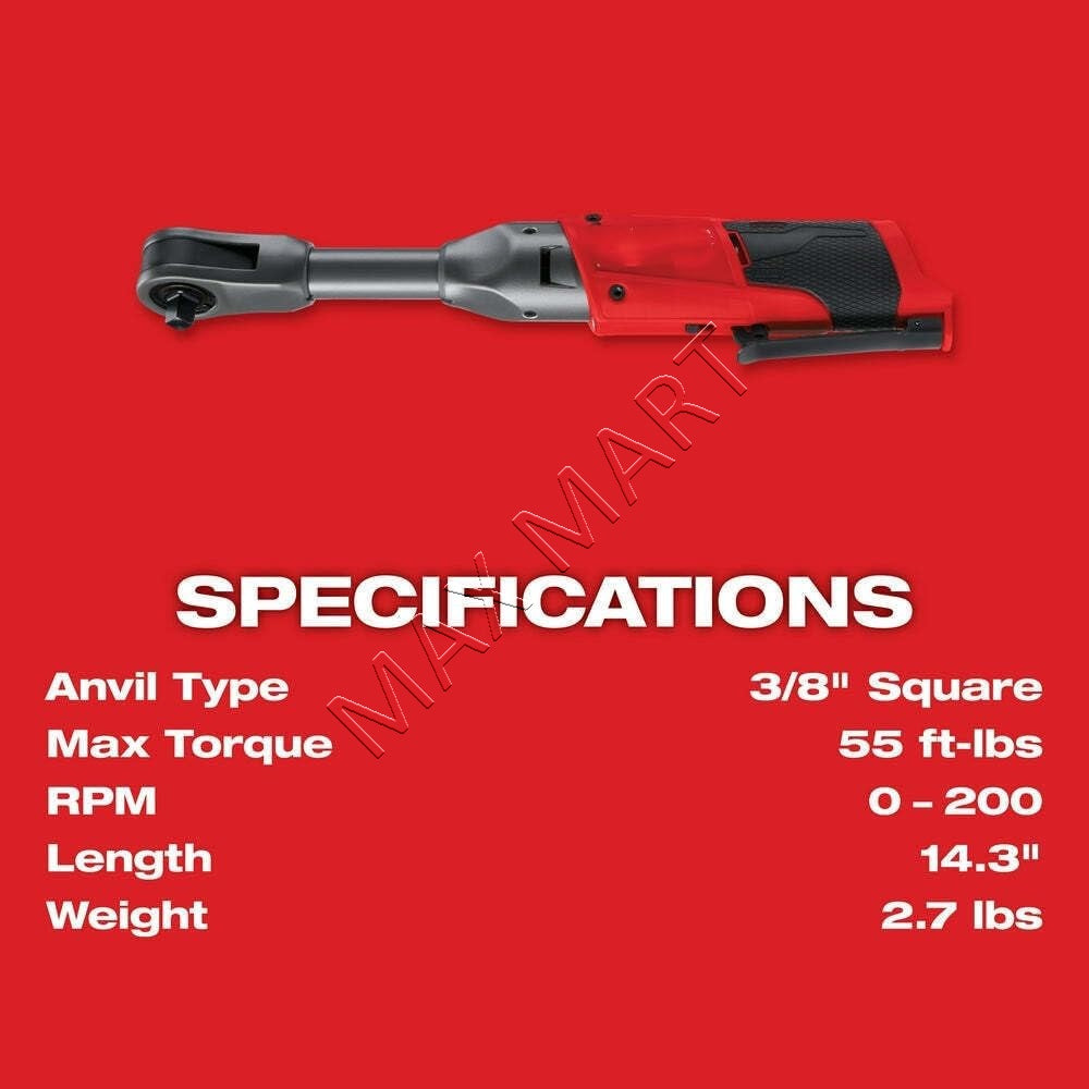 Milwaukee 2560-20 M12 FUEL 3/8-inch Brushless Cordless Extended Reach Ratchet (Tool Only)